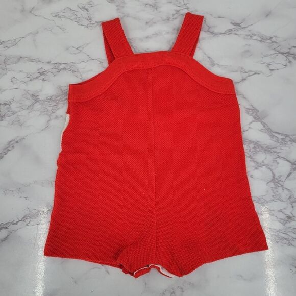 Buster Brown Vintage Sporty Jon Jon Short Overalls "Jogger" Red and White - Picture 6 of 12